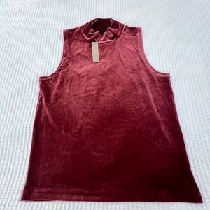 J Crew Sleeveless Velvet Top in Burgundy Size M New